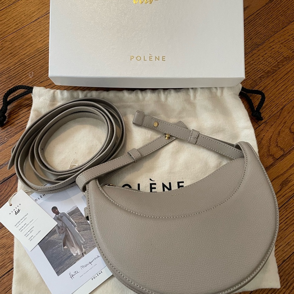 Polène Numero Dix - Gray Leather Crossbody / Shoulder Bag